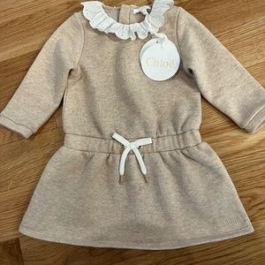 Chloe long sleeve toddler dress with. Lace collar — size 12 months